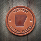 Arkansas State Silhouette Leather Coaster
