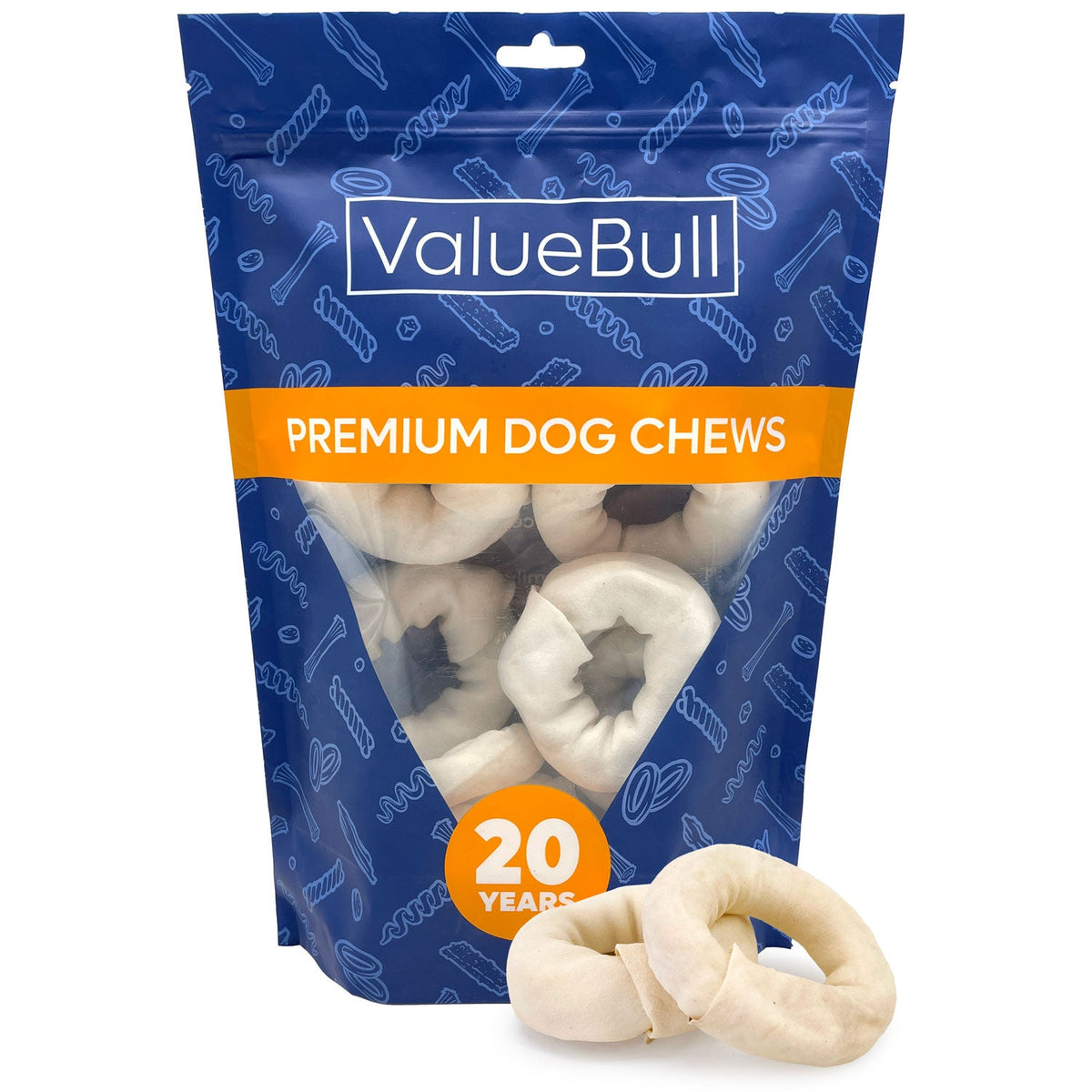 ValueBull USA Beef Rawhide Donut Ring Dog Chews, 10 Count