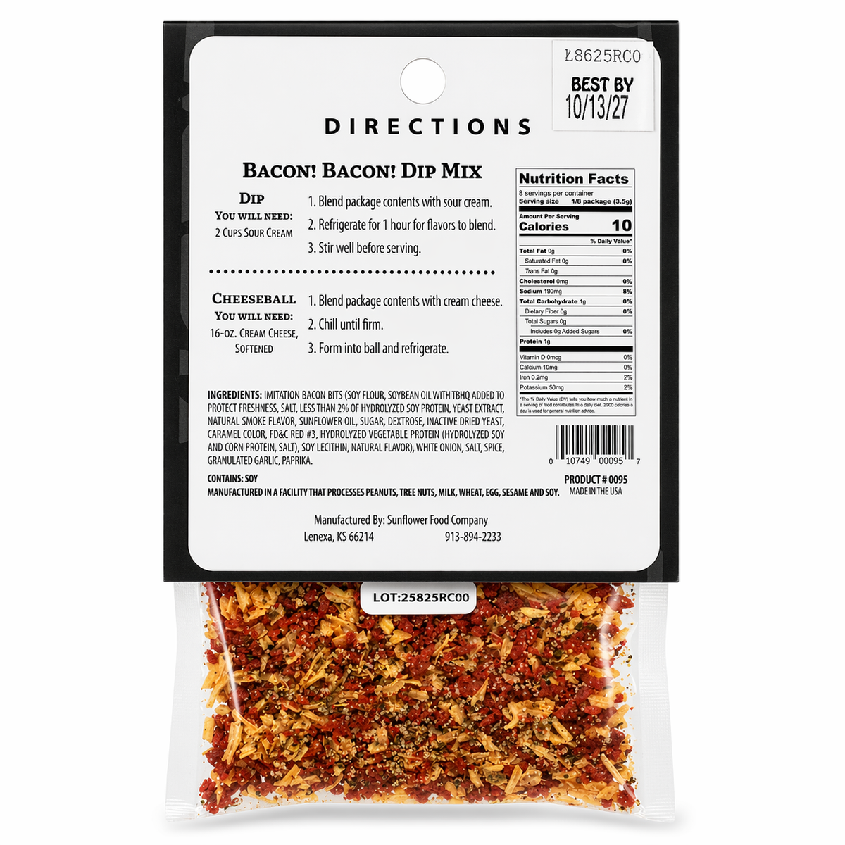 Bacon Bacon Dip & Cheeseball Mix | Pack of 3 | .9 oz | GB's Kitchen