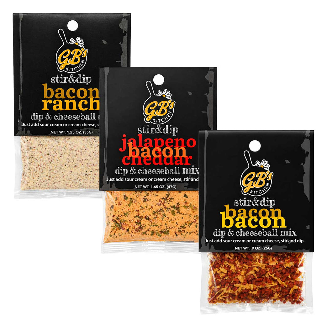 Bacon Lovers Dip & Cheeseball Mix Trio | Bacon, Jalapeno Bacon Cheddar & Bacon Ranch | GB's Kitchen