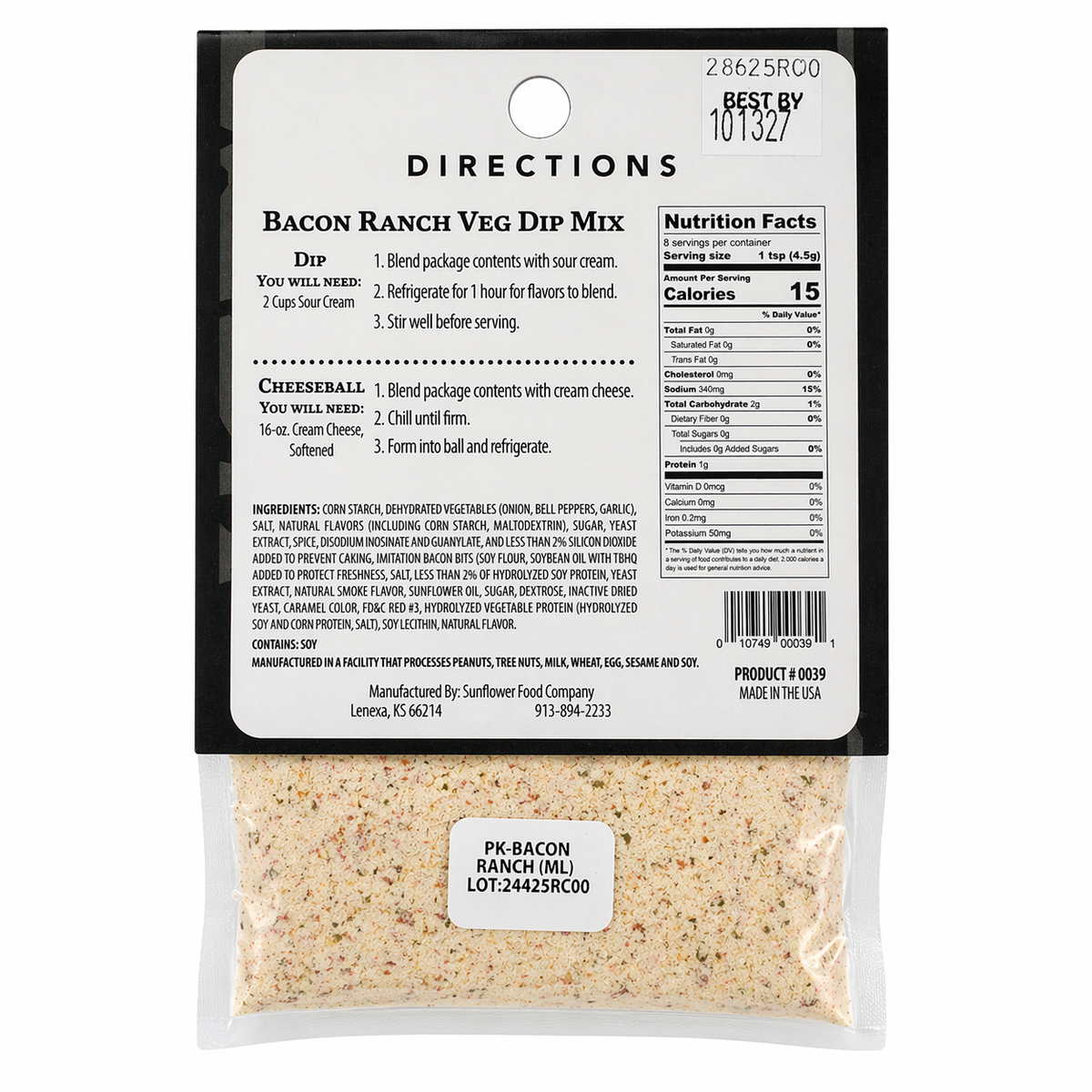 Bacon Ranch Dip & Cheeseball Mix | Pack of 3 | 1.25 oz | GB's Kitchen