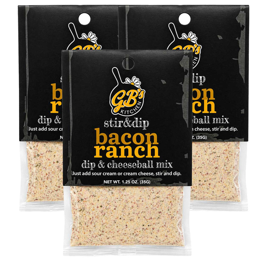 Bacon Ranch Dip & Cheeseball Mix | Pack of 3 | 1.25 oz | GB's Kitchen