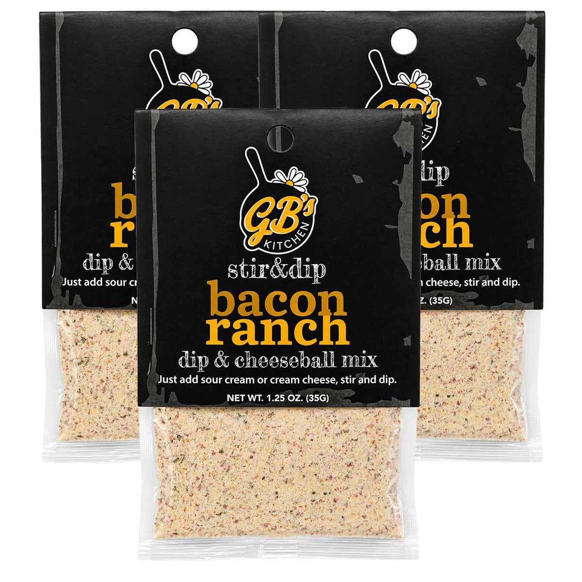 Bacon Ranch Dip & Cheeseball Mix | Pack of 3 | 1.25 oz | GB's Kitchen