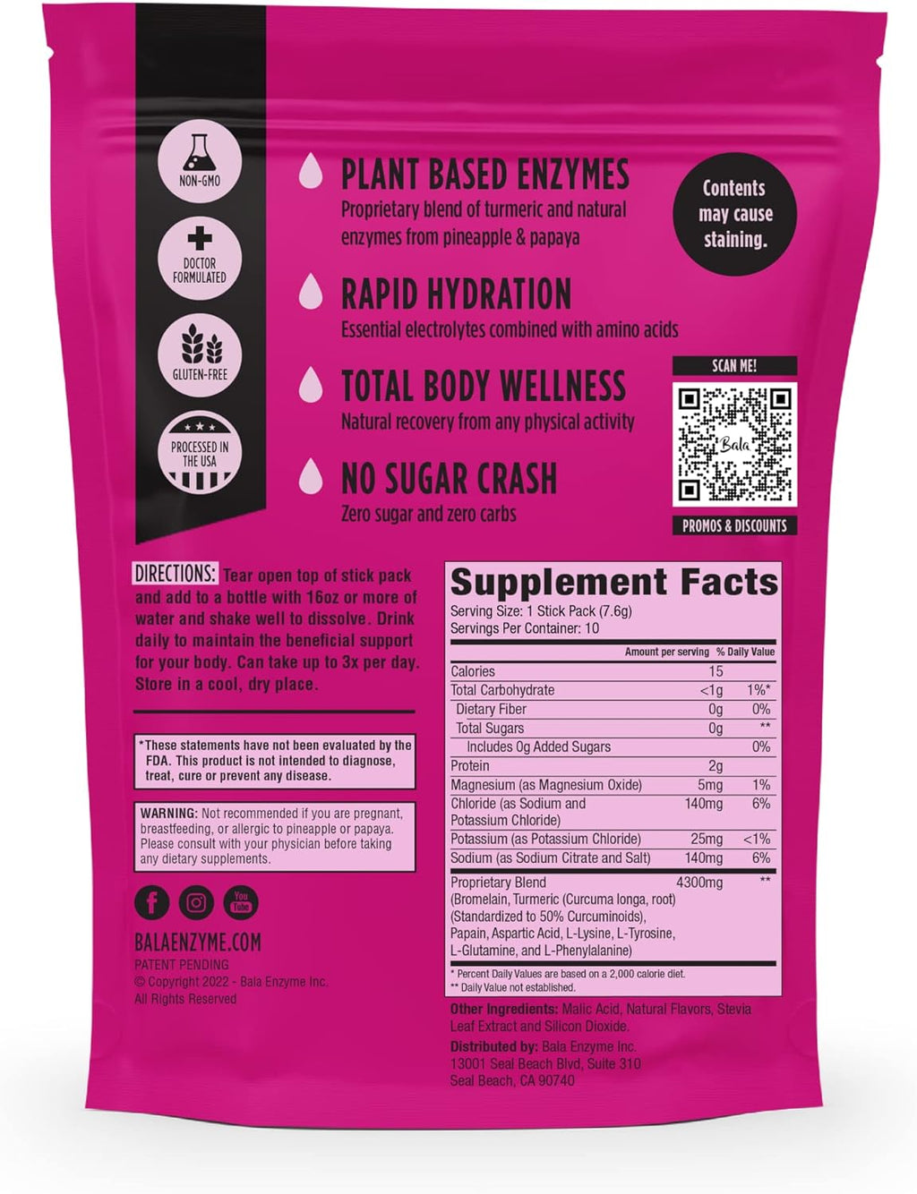 Bala Hydro Receiver Mix Stick Packs, Berry, 8 ct