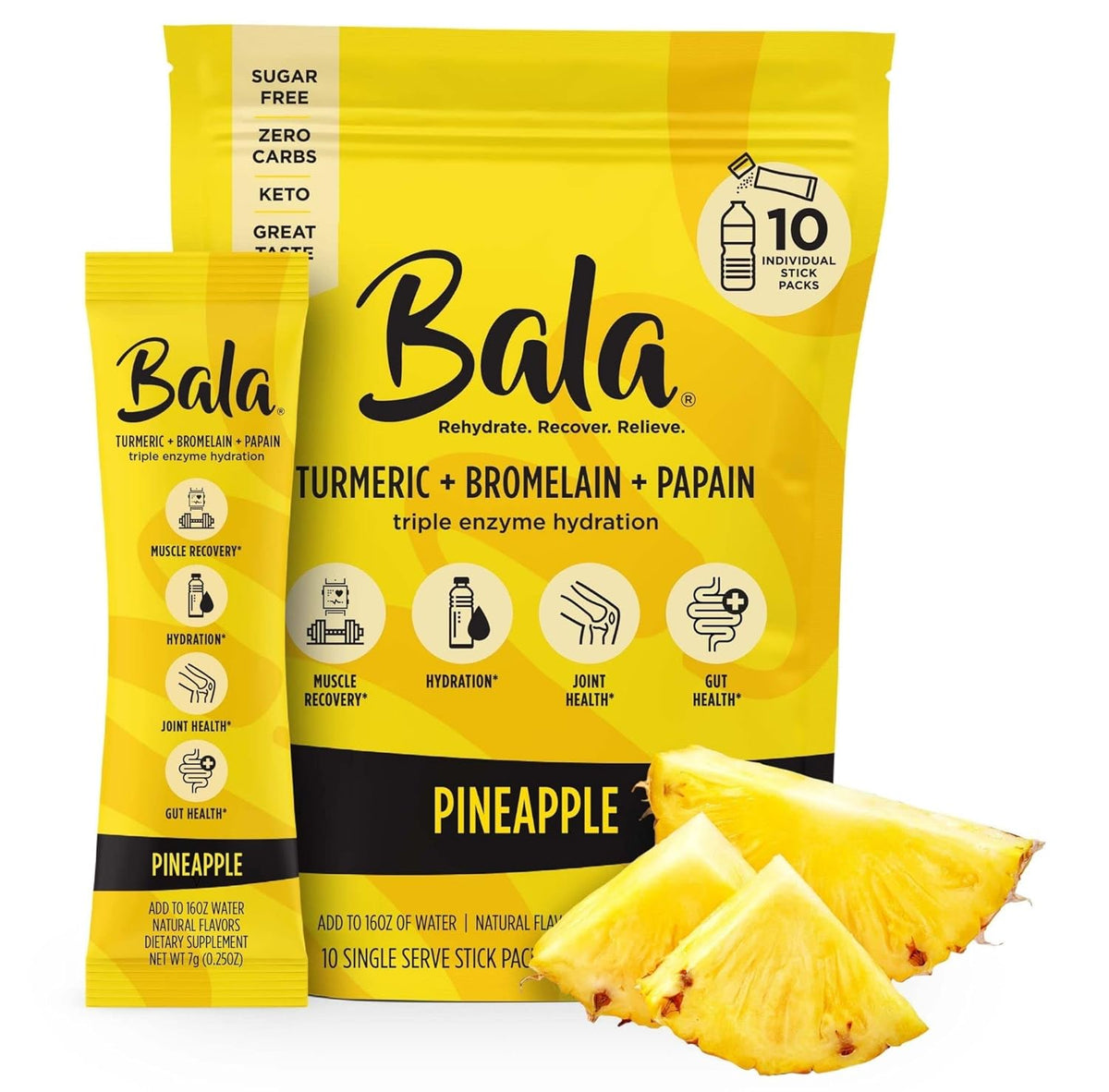 Bala Hydro Receiver Mix Stick Packs, Pineapple, 8 ct