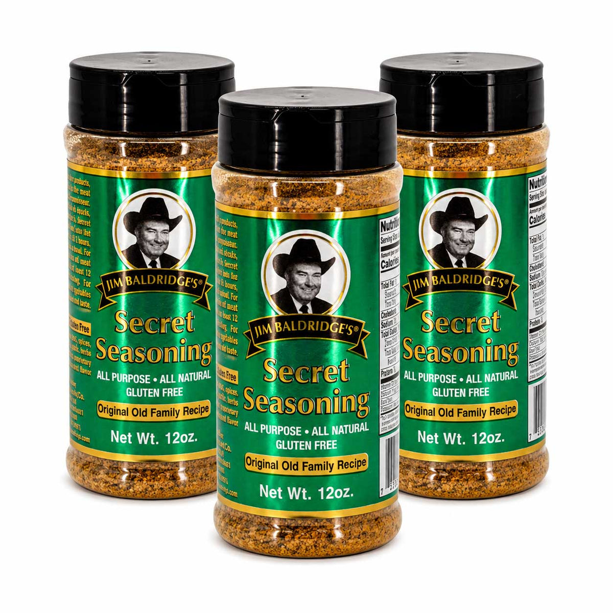 Jim Baldridge Secret Seasoning | Pack of 3 | 12 oz | Gluten Free | Baldridge Food Company