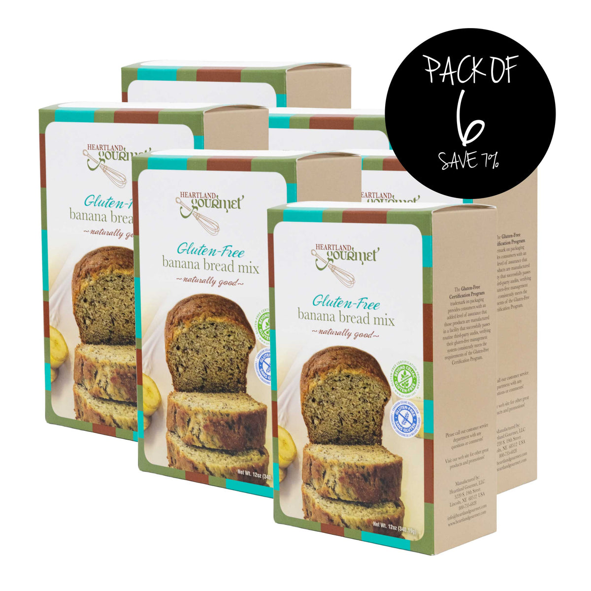 Gluten Free Banana Bread Mix | Pack of 6 | 16 oz | Heartland Gourmet | 2027