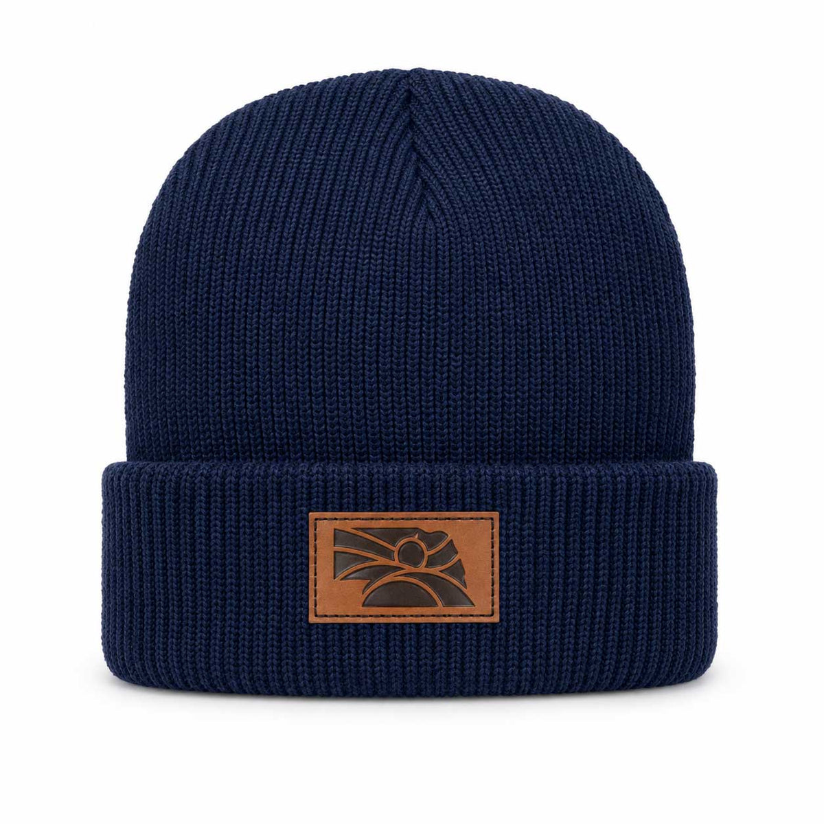 Navy Beanie With Faux Leather Patch | Nebraska Department of Economic Development