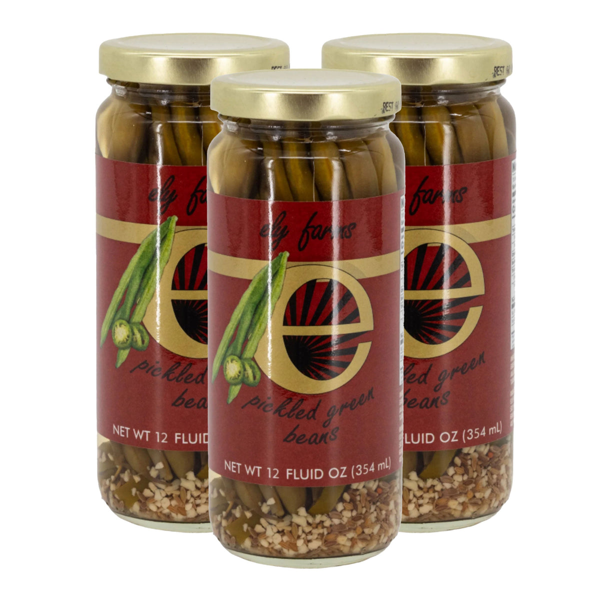 Pickled Green Beans | Pack of 3 | 12 oz | Ely Farms
