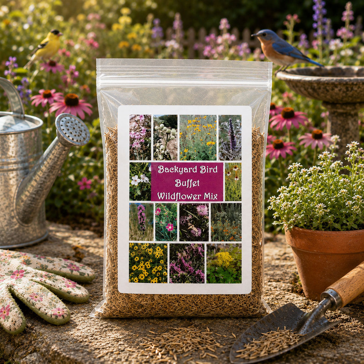 Backyard Bird Wildflower XL Bundle | Tall & Short Mini Mixes and Backyard Bird Buffet  | Prairie Legacy Inc.