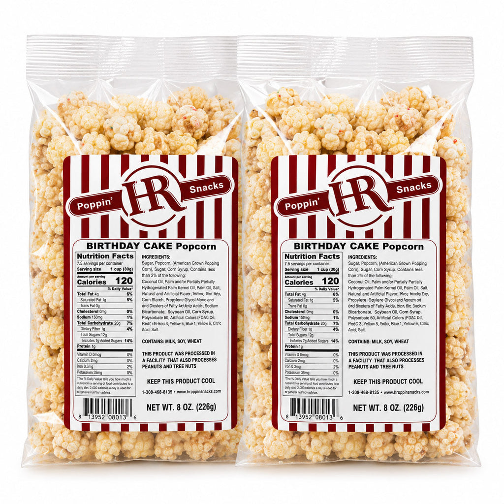 Birthday Cake Popcorn | Pack of 2 | 6.3 oz | HR Poppin' Snacks