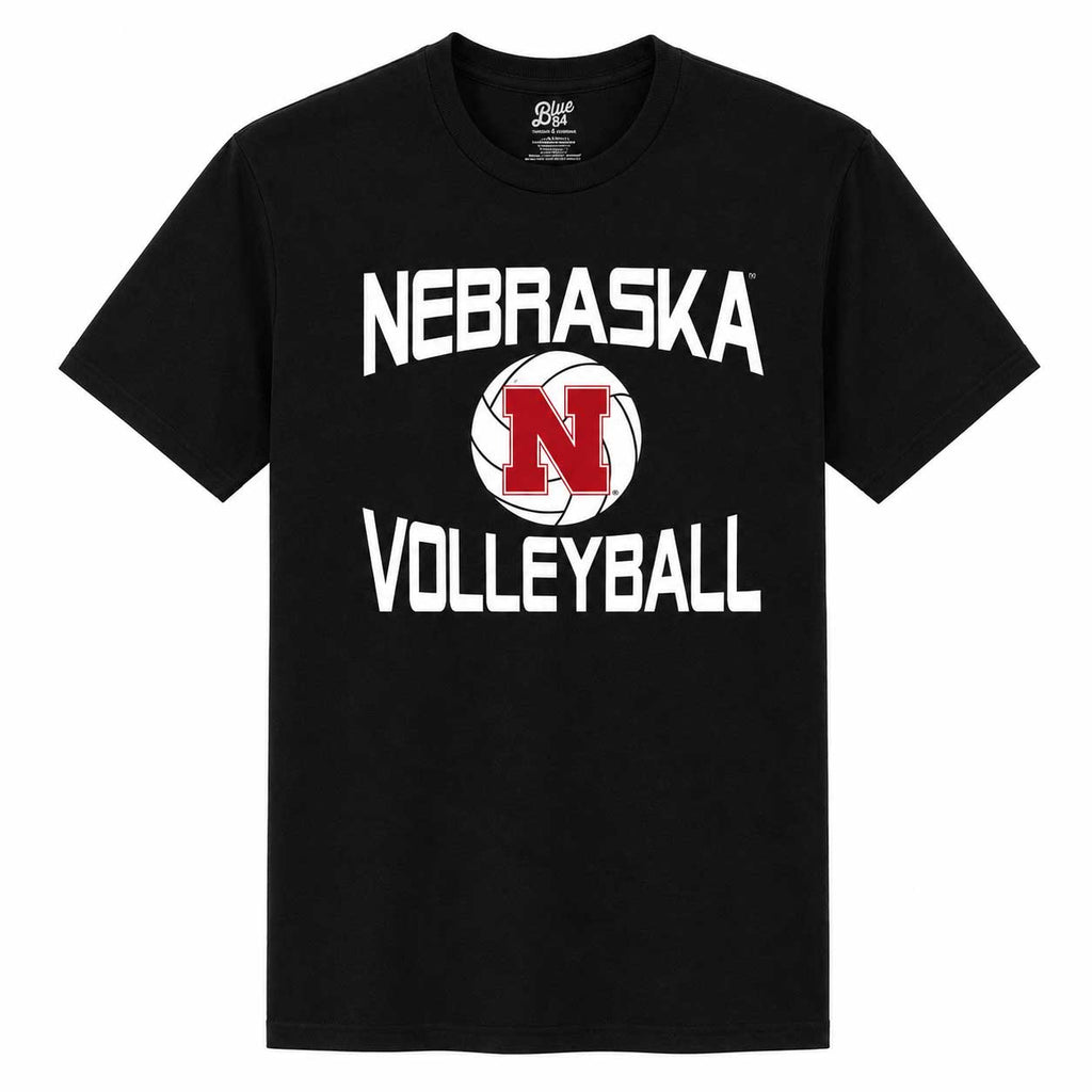 Youth Nebraska Volleyball Black T-Shirt | Multiple Sizes | Blue 84