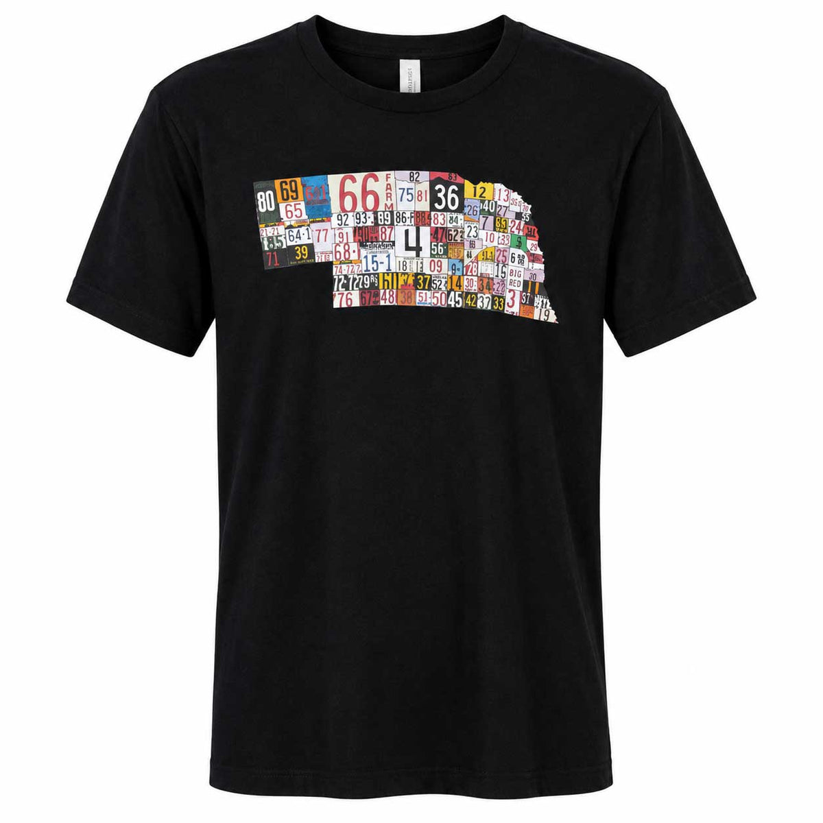 Nebraska License Plates T-Shirt | Black | Multiple Sizes
