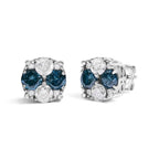 2 cttw blue and white diamond composite cluster studs in sterling silver bijoux-nyc direct