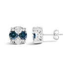 2 cttw blue and white diamond composite cluster studs in sterling silver bijoux-nyc direct