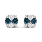 2 cttw blue and white diamond composite cluster studs in sterling silver bijoux-nyc direct