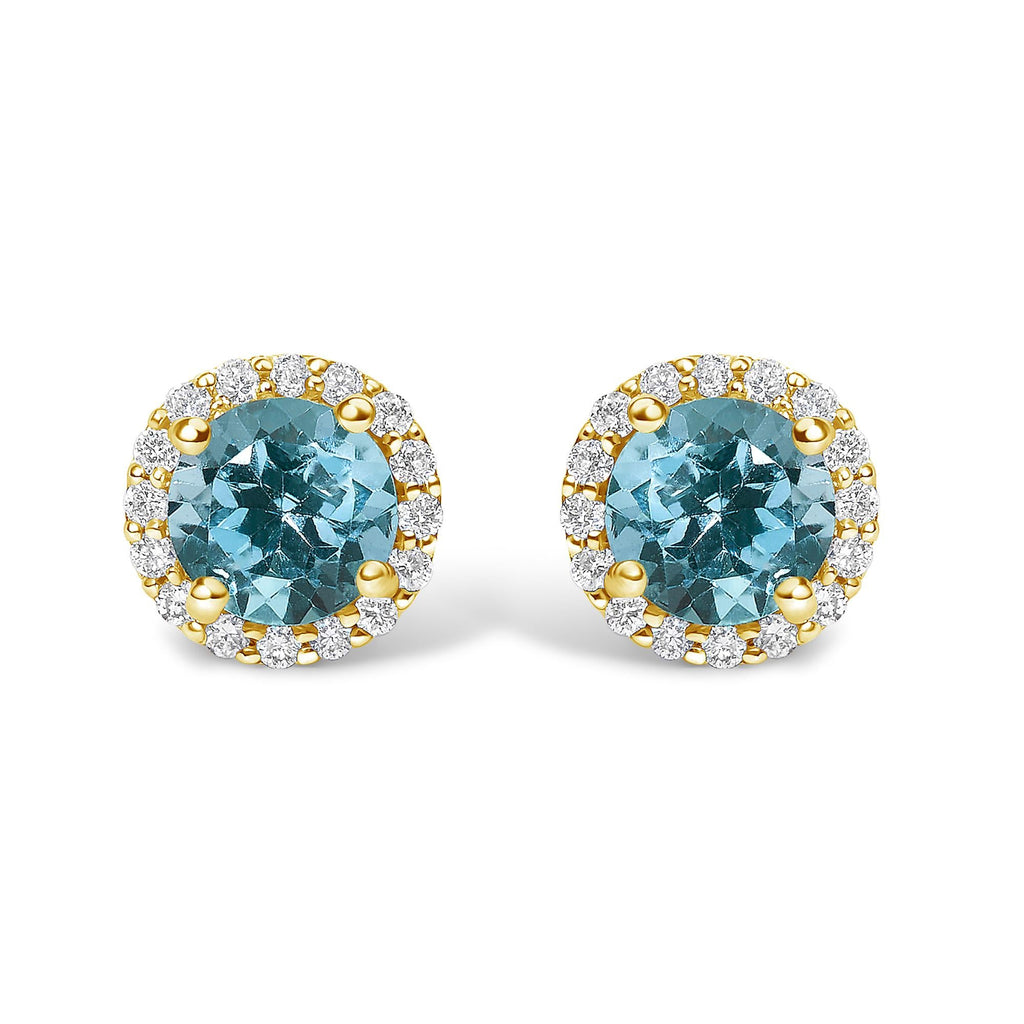 10K Gold Gemstone and 3/8 Cttw Diamond Halo Jewelry Set (Earrings, Pendant & Ring)