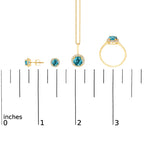 10K Gold Gemstone and 3/8 Cttw Diamond Halo Jewelry Set (Earrings, Pendant & Ring)