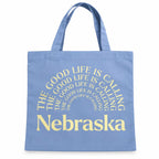 The Good Life is Calling Light Blue Tote Bag | Nebraska Department of Economic Development