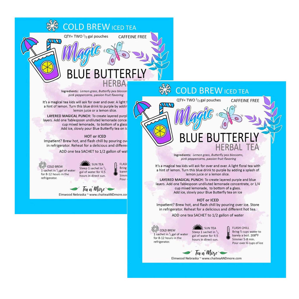 Magic Blue Butterfly Decaffeinated Cold Brew Herbal Tea | Pack of 2 | Tea n More