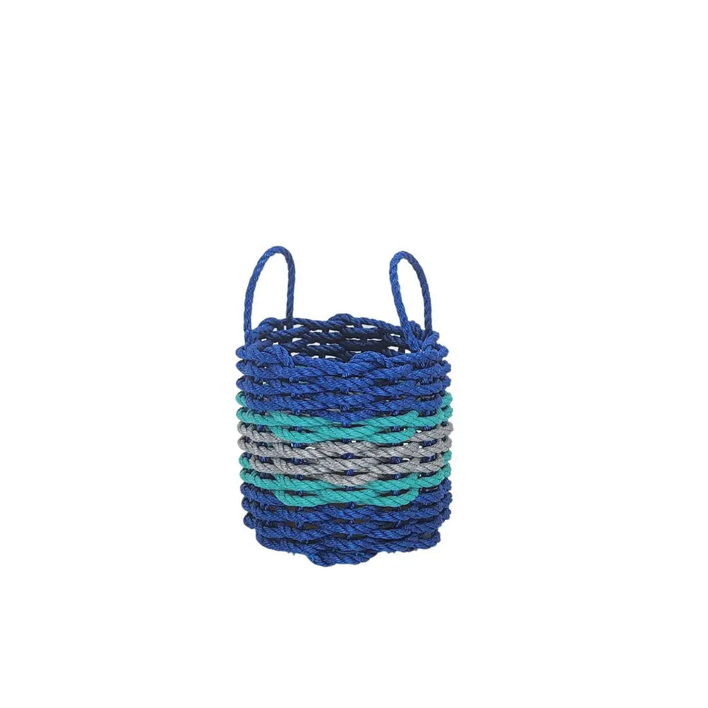 Blue, Light Gray & Teal Accent Rope Basket