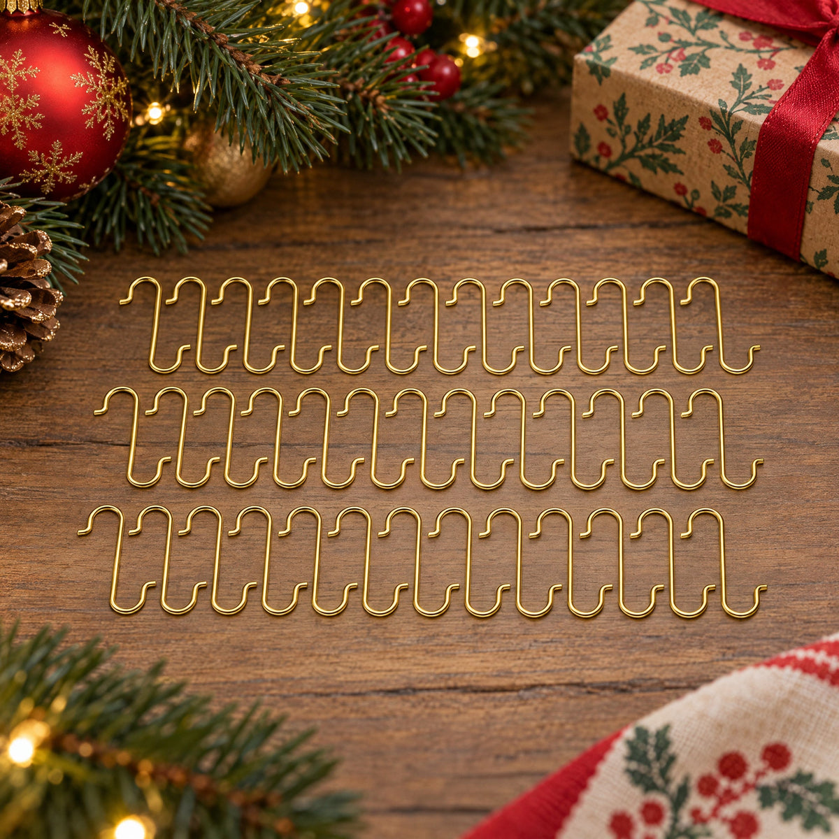 Set of 60 Gold Metal Wire Christmas Ornaments Hooks Hangers 1.16 Inches