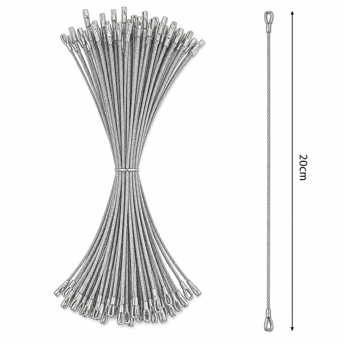 Set of 100 Silver Christmas Ornaments Cords Strings Hangers 7.9 Inches