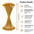 Set of 100 Gold Christmas Ornaments Cords Strings Hangers 7.9 Inches