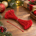 Set of 100 Red Christmas Ornaments Cords Strings Hangers 7.9 Inches