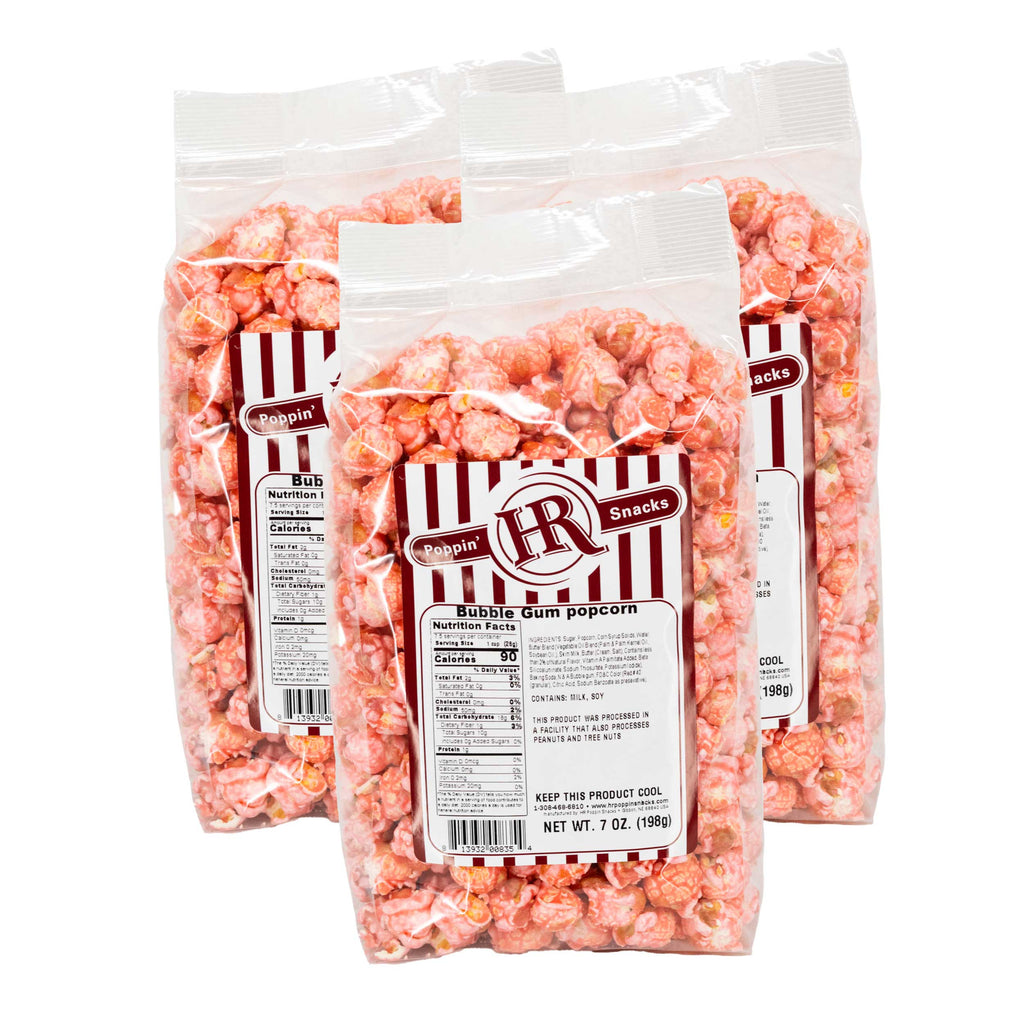 Bubble Gum Popcorn | Pack of 3 | 7 oz | HR Poppin' Snacks