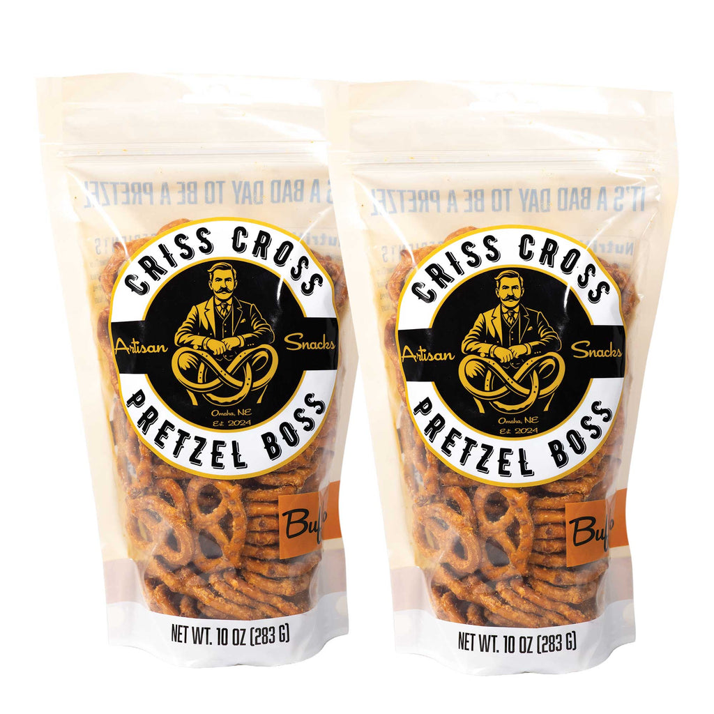 Buffalo Flavored Pretzels | Pack of 2 | 10 oz | Criss Cross Pretzel Boss