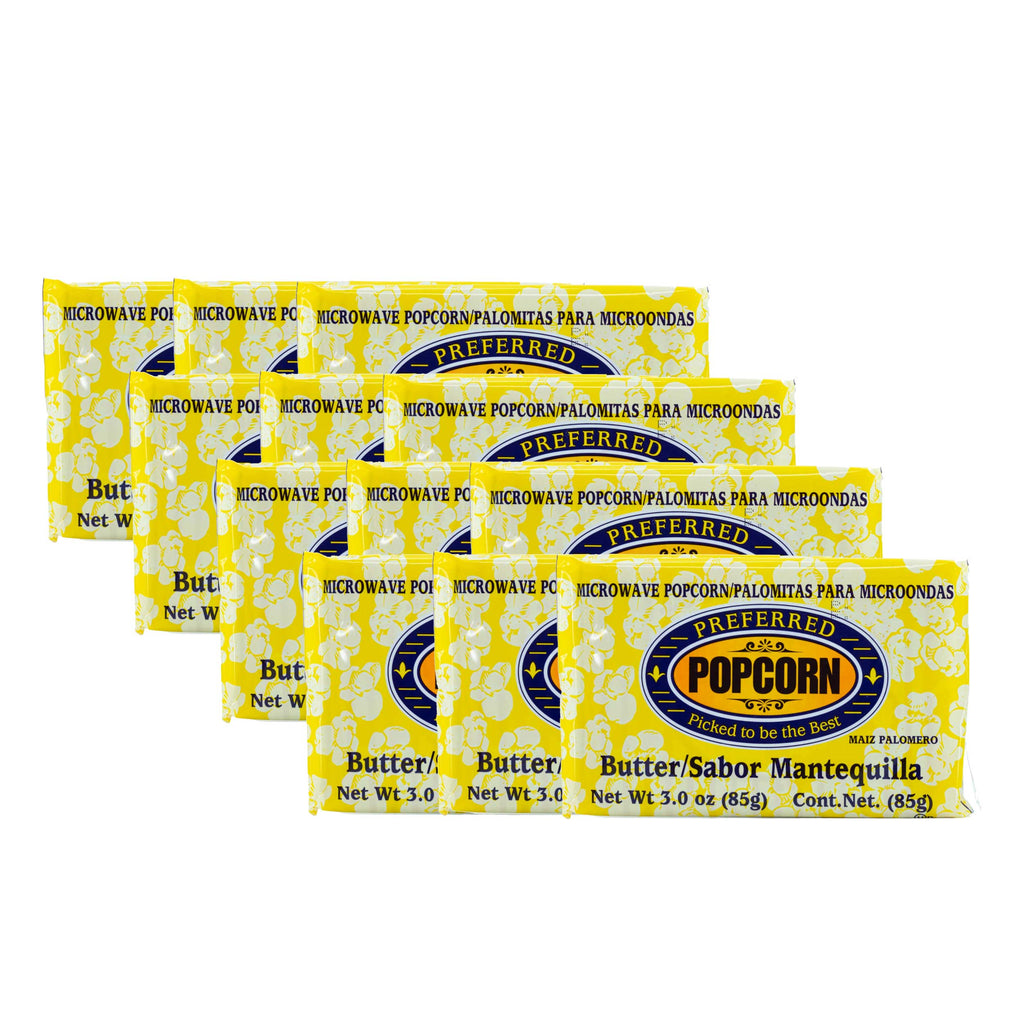 Butter Flavored Microwave Popcorn | Pack of 12 | 3 oz |  Preferred Popcorn