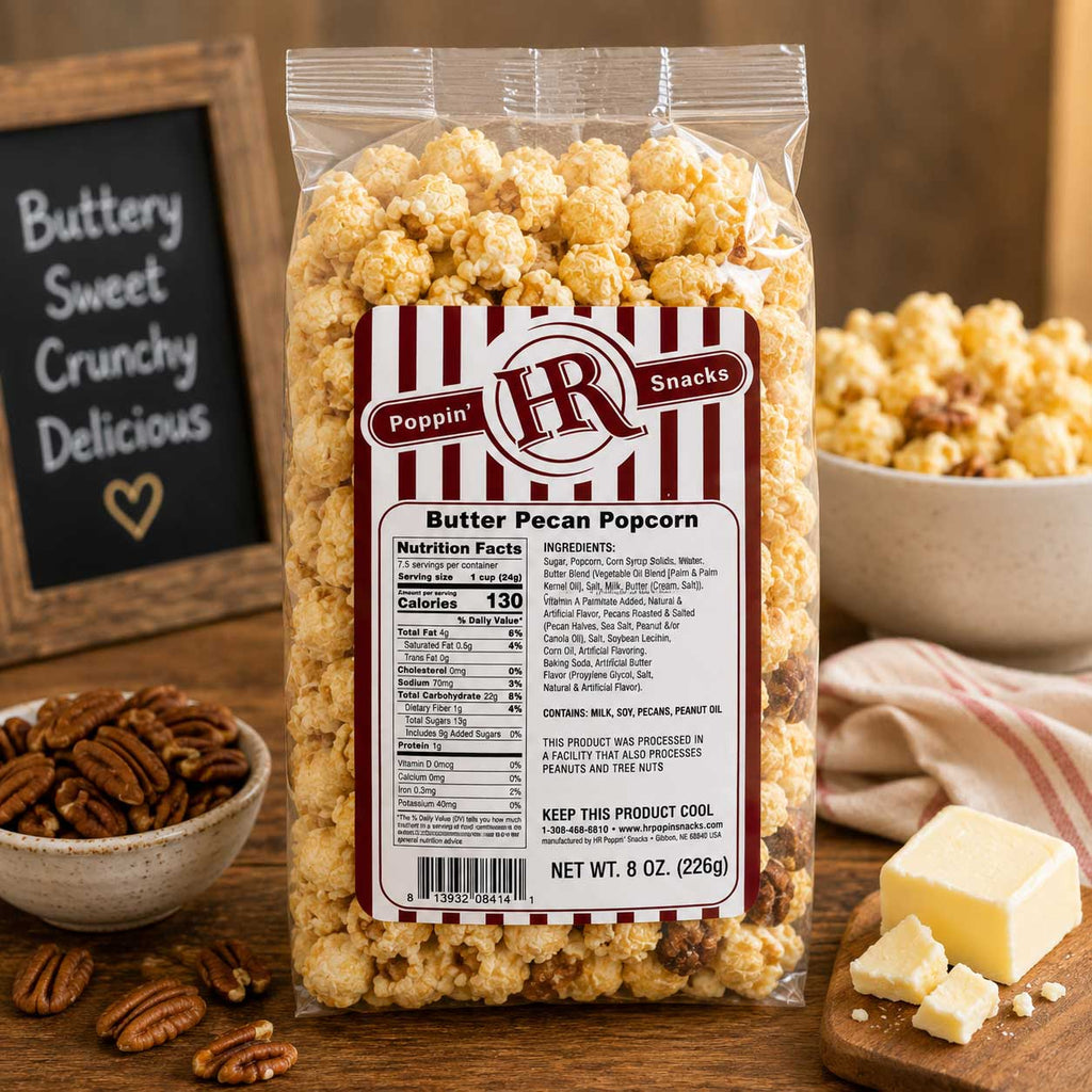 Butter Pecan Popcorn | Pack of 2 | 5 oz | HR Poppin' Snacks