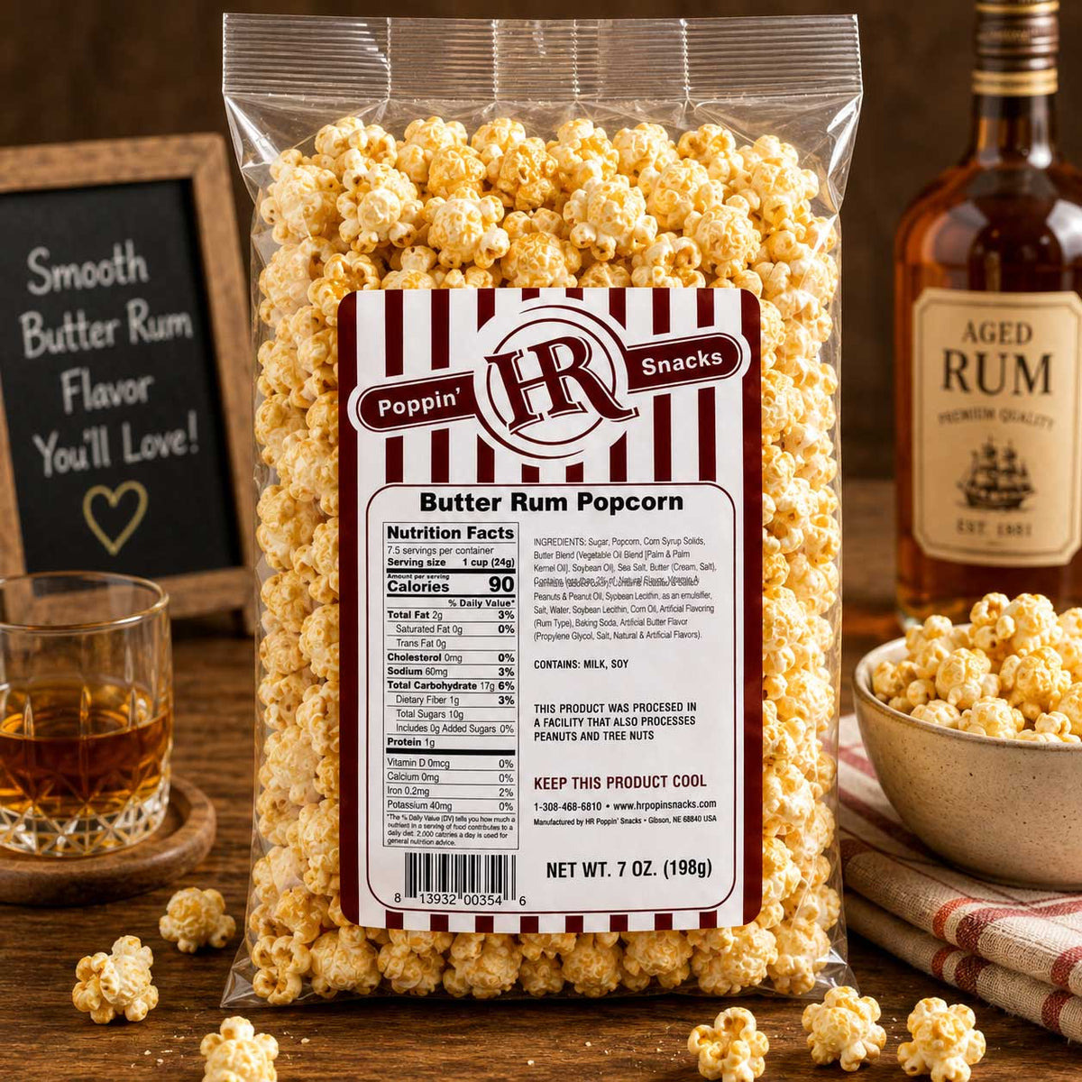 Butter Rum Popcorn | Pack of 4 | 5 oz | HR Poppin' Snacks