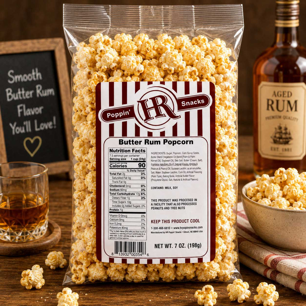 Butter Rum Popcorn | Pack of 3 | 5 oz | HR Poppin' Snacks