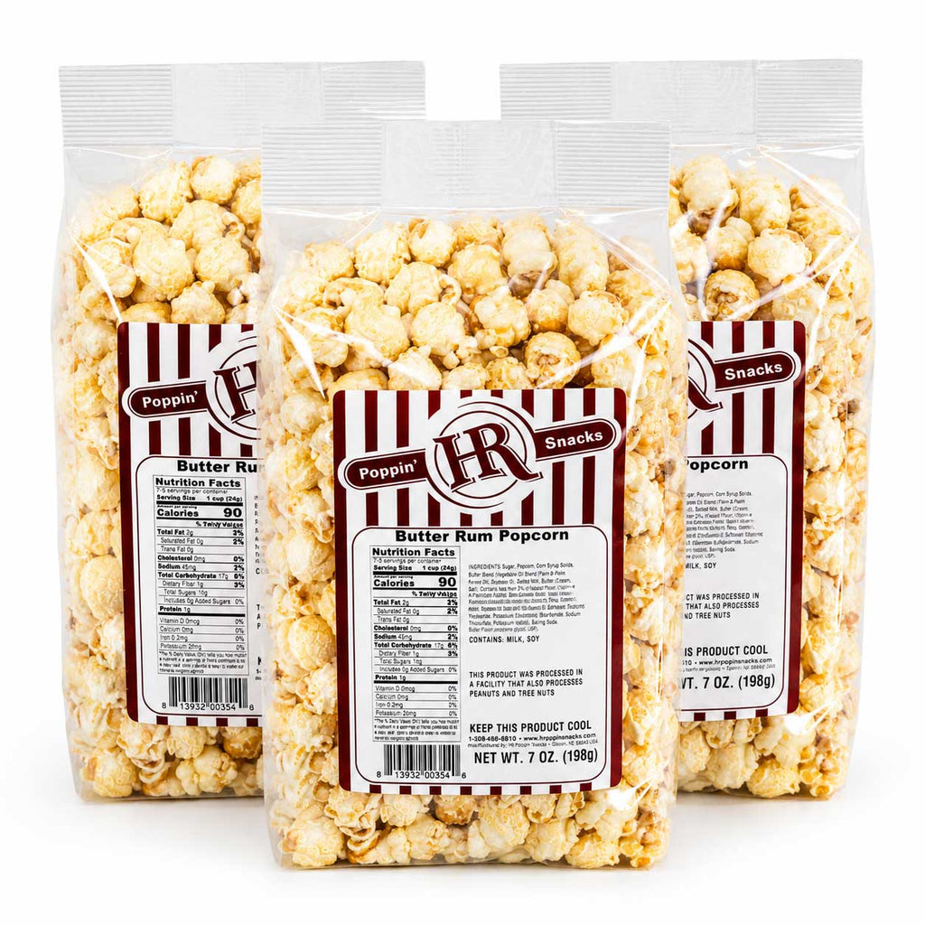 Butter Rum Popcorn | Pack of 3 | 5 oz | HR Poppin' Snacks