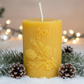Joy Pinecone Beeswax Pillar Candle