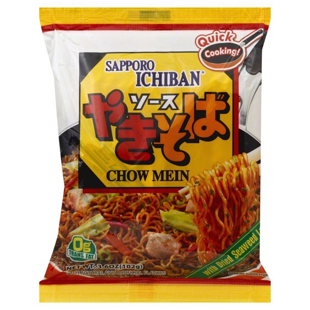 Sapporo Chow Mein with Dried Seaweed Laver, 3.6 oz (Case of 24)