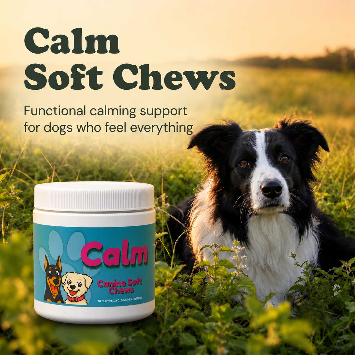 Calm Support Soft Chews for Dogs | 60 Chews - 6.35 oz | LivHerbals, Inc.