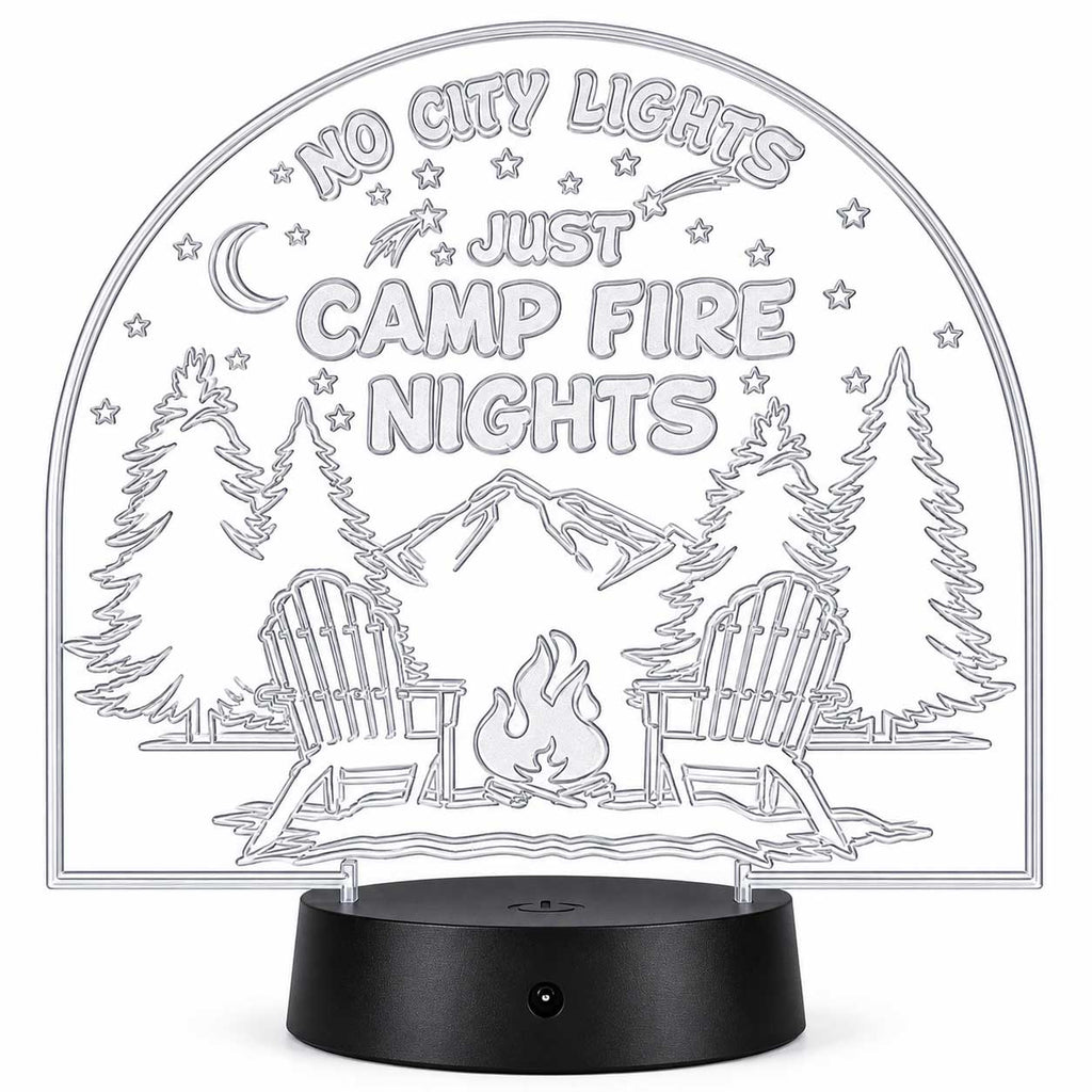 Inspirational LED Lighted Plaque | No City Lights Just Campfire Nights | Glowing Creation