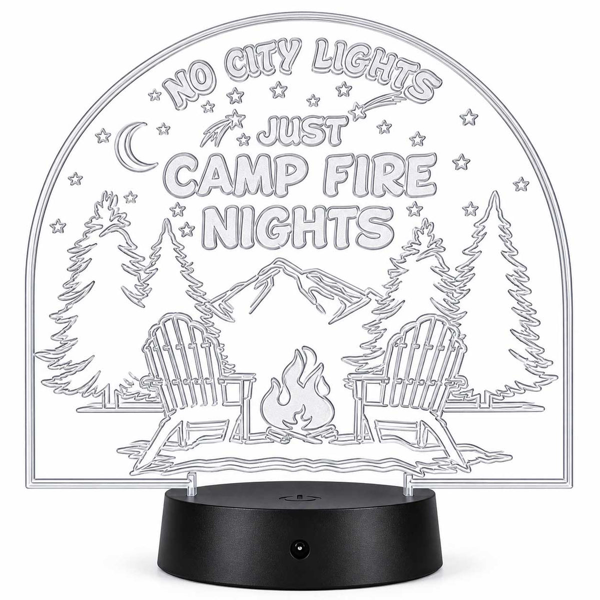 Inspirational LED Lighted Plaque | No City Lights Just Campfire Nights | Glowing Creation