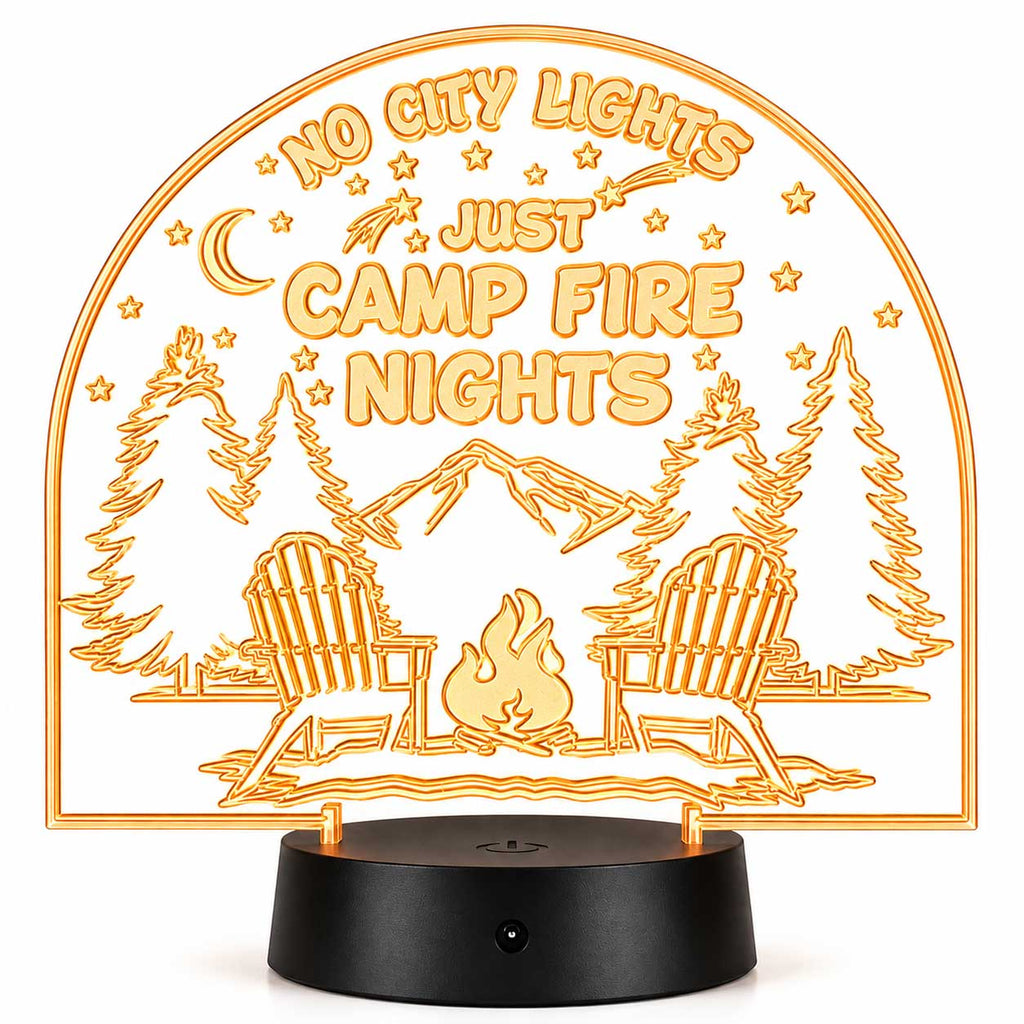 Inspirational LED Lighted Plaque | No City Lights Just Campfire Nights | Glowing Creation