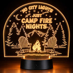 Inspirational LED Lighted Plaque | No City Lights Just Campfire Nights | Glowing Creation
