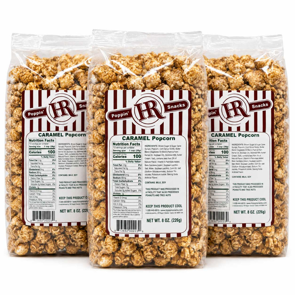 Caramel Popcorn | Pack of 3 | 6.3 oz | HR Poppin' Snacks