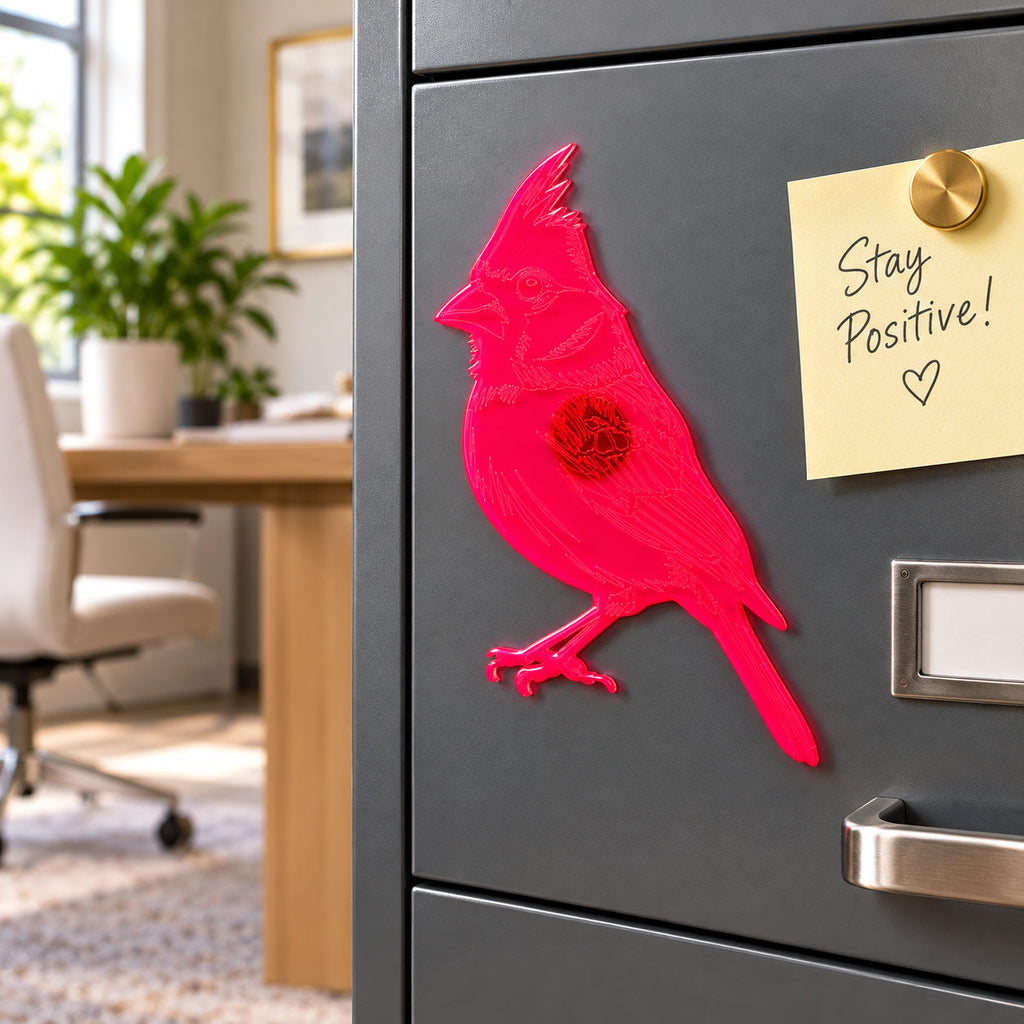 Red Cardinal Magnetic Plaque | 3" x 5" | Glowing Creation
