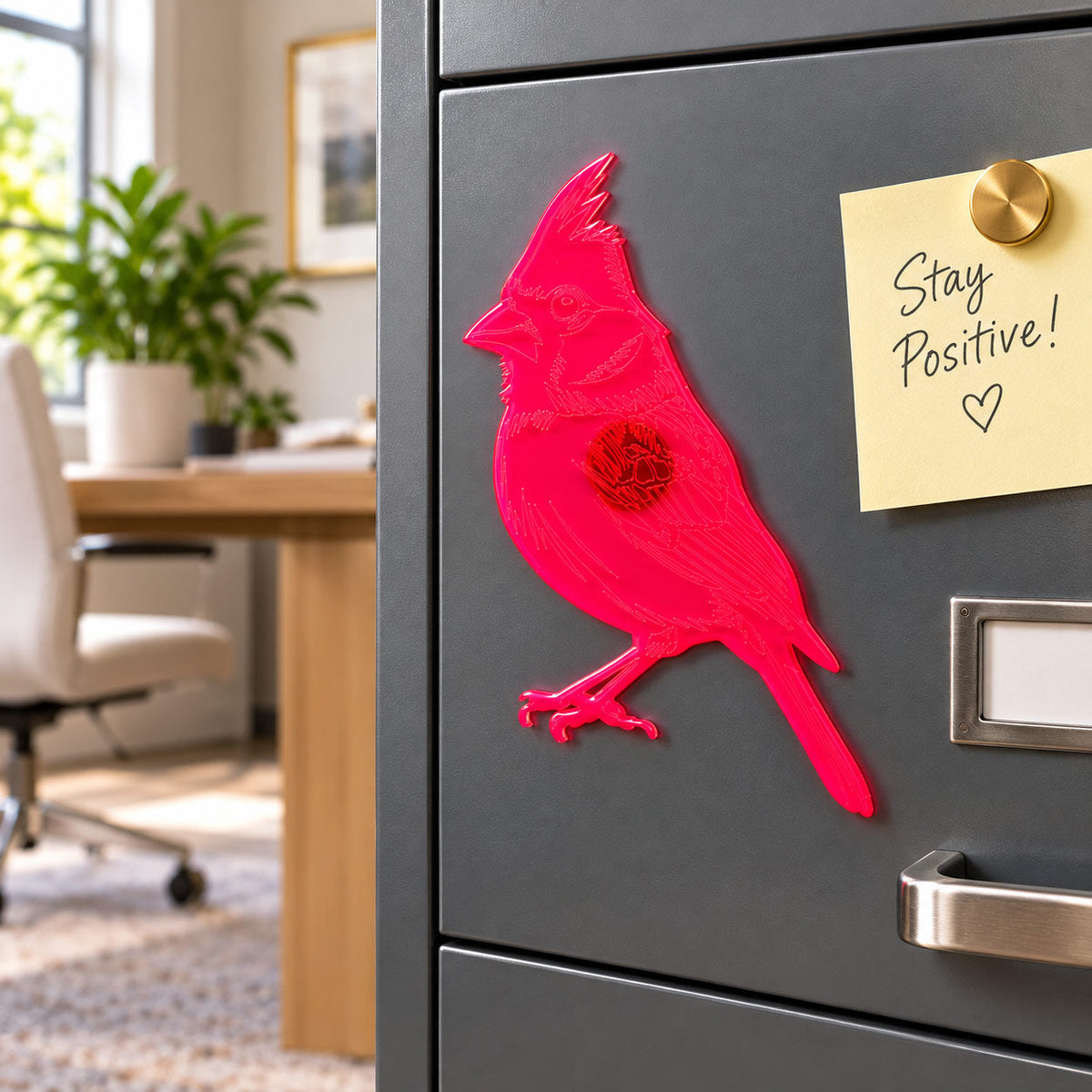 Red Cardinal Magnetic Plaque | 3" x 5" | Glowing Creation