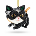 Cat in Mask Glass Christmas Ornament