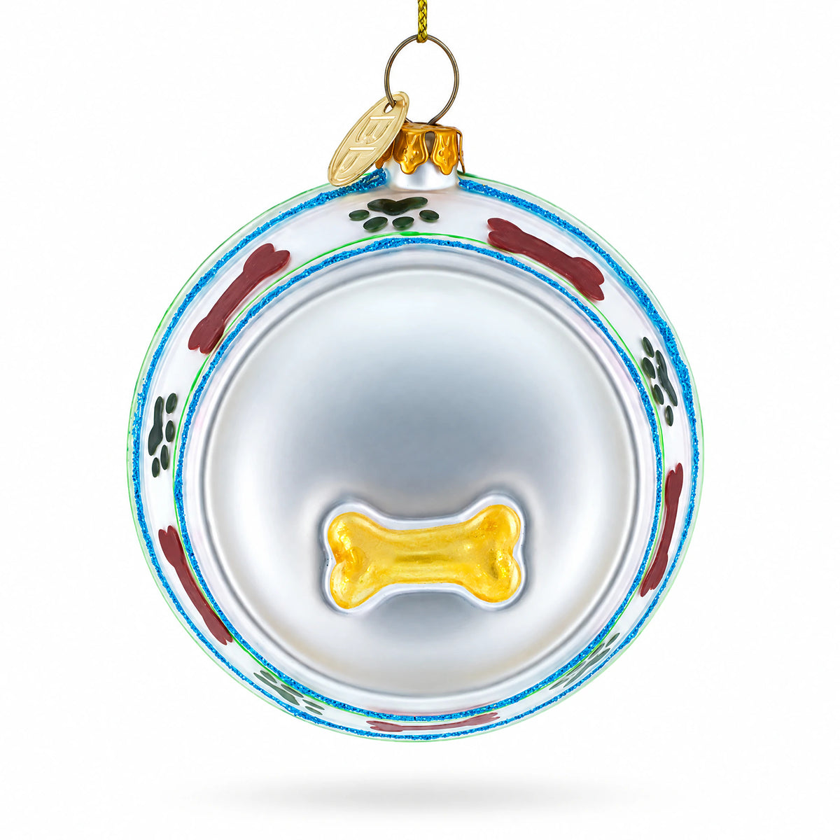 Bowl White Bone Glass Christmas Ornament
