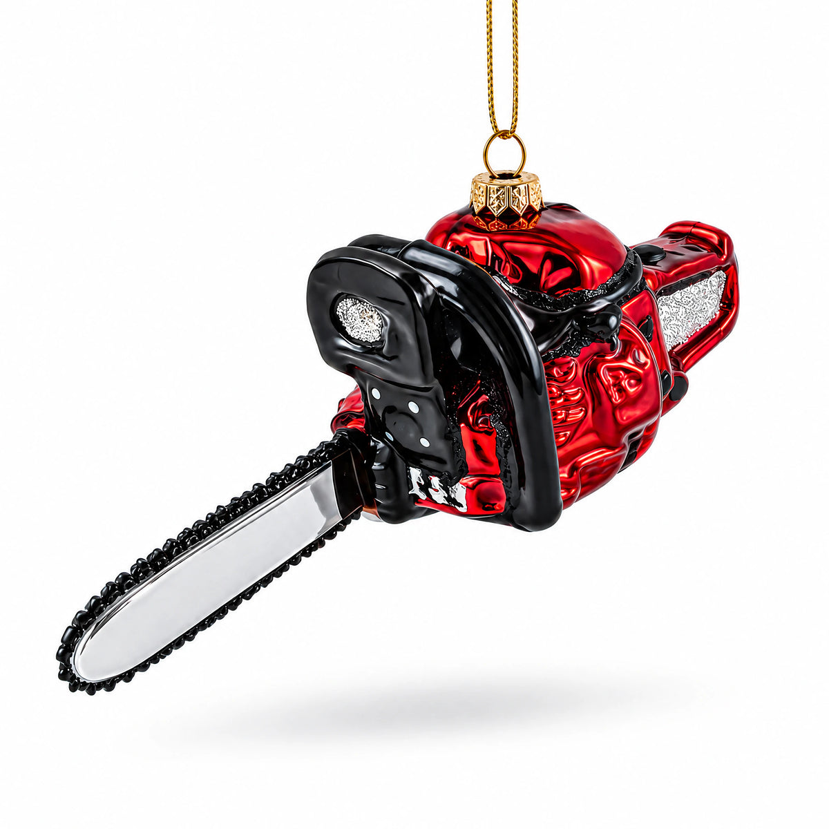 Rustic Chainsaw Glass Christmas Ornament