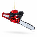 Rustic Chainsaw Glass Christmas Ornament